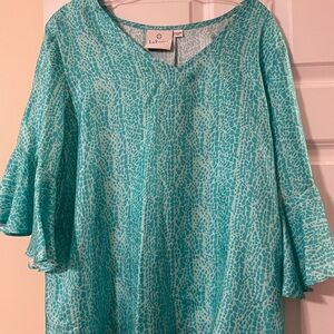 La Ferre Teal Patterned Blouse